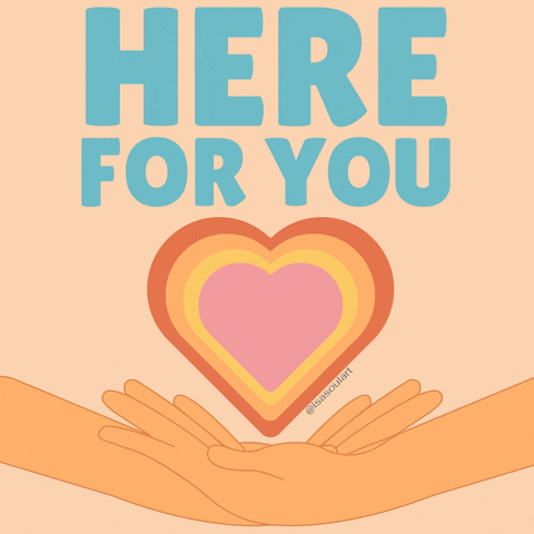 Here For You Heart Hand Design GIF