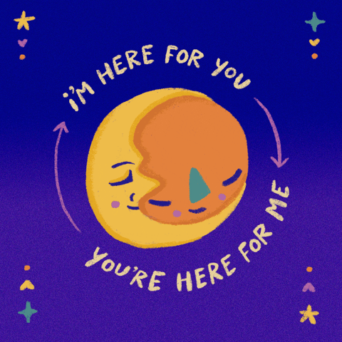 Here For You Moon Hugging Vector Art GIF