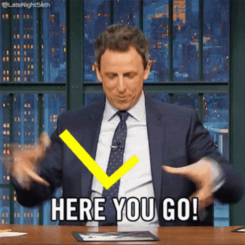 Here You Go Seth Myers L Meme GIF