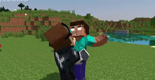 Herobrine Thrown On Ground Battle Gameplay GIF
