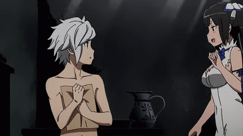 Hestia Danmachi Bell Cranel Blushing GIF