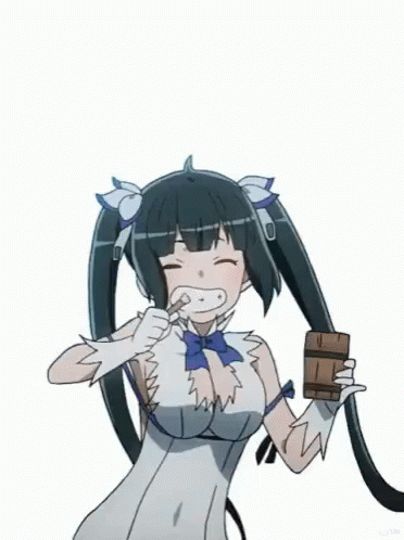 Hestia Danmachi Happy Brushing GIF