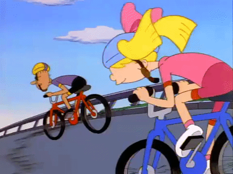 Hey Arnold Animation Riding Bike Competition GIF