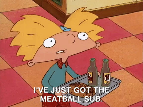 Hey Arnold Holding Tray With Meatball Sub GIF