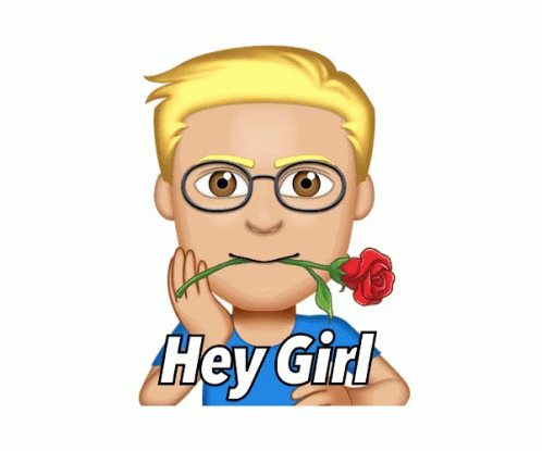 Hey Girl Animated Guy With Red Rose GIF