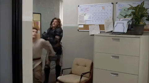 Hey You Guys Adam Devine Spin Jump GIF