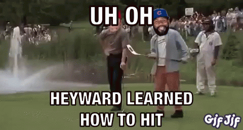 Heyward Learned How To Hit A Golf Ball With A Crowd In The Background GIF