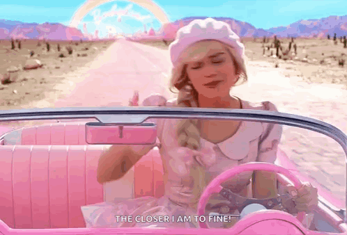 Hi Barbie Margot Robbie Driving GIF