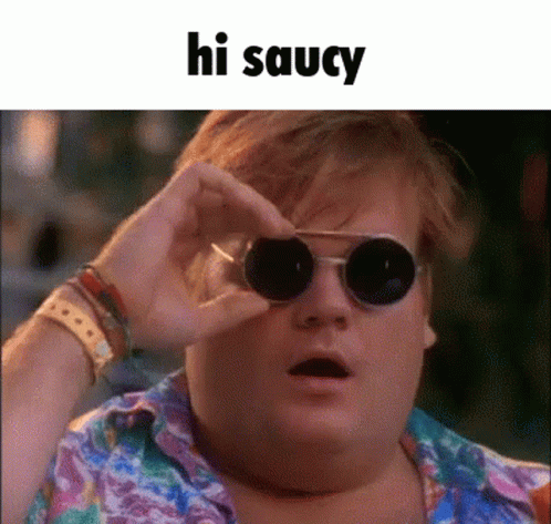 Hi Saucy Chris Farley Looking Shocked GIF