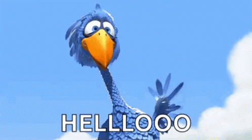 Hi There Giant Blue Bird Waving GIF