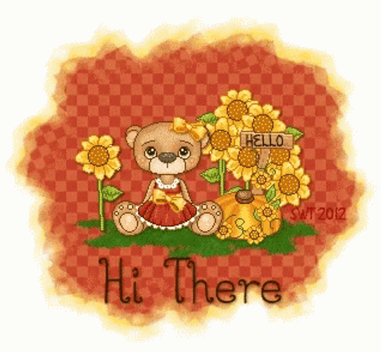 Hi There Winking Bear Moving Artwork GIF