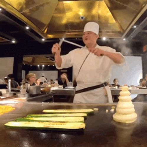 Hibachi Chef Knife Preparation GIF