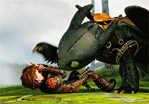Hiccup And Toothless From How To Train Your Dragon Fighting Each Other GIF
