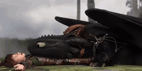 Hiccup Laying On Toothless Dragon GIF