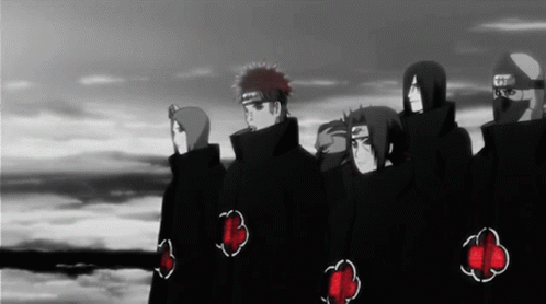 Hidan Looking Somewhere With Akatsuki Group GIF