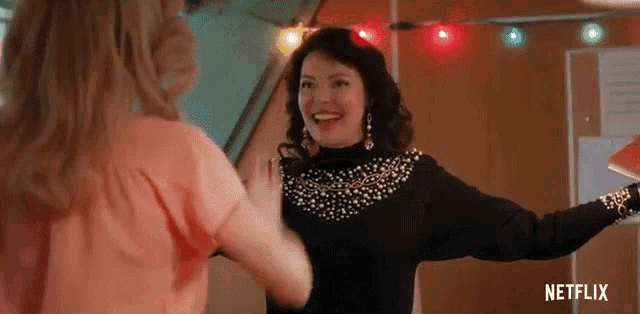 High Five Sarah Chalke Gif GIF