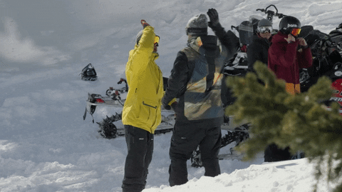 High Five Snowboarding Men GIF