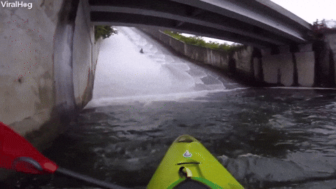 High Speed Kayaking On Steep Stonewall Waterslide GIF
