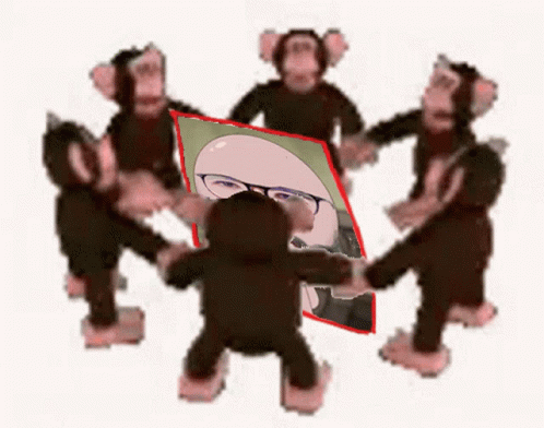 High Speed Spinning Cartoon Monkeys Circle GIF