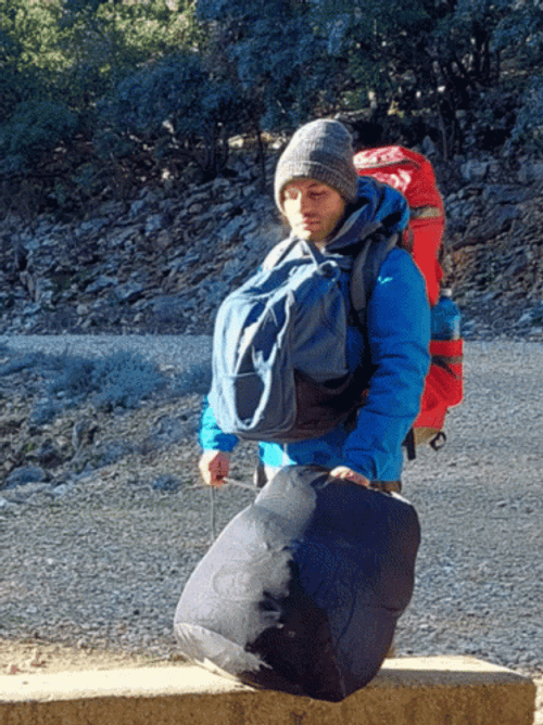 Hiker Full Packed Camping Gears GIF