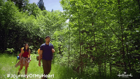 Hiking Couple Walking Calmly GIF