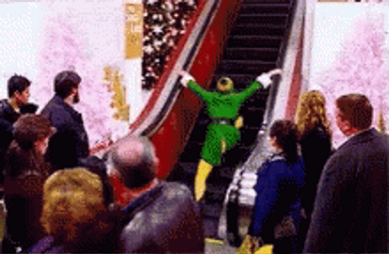 Hilarious Buddy The Elf Elevator Ride GIF