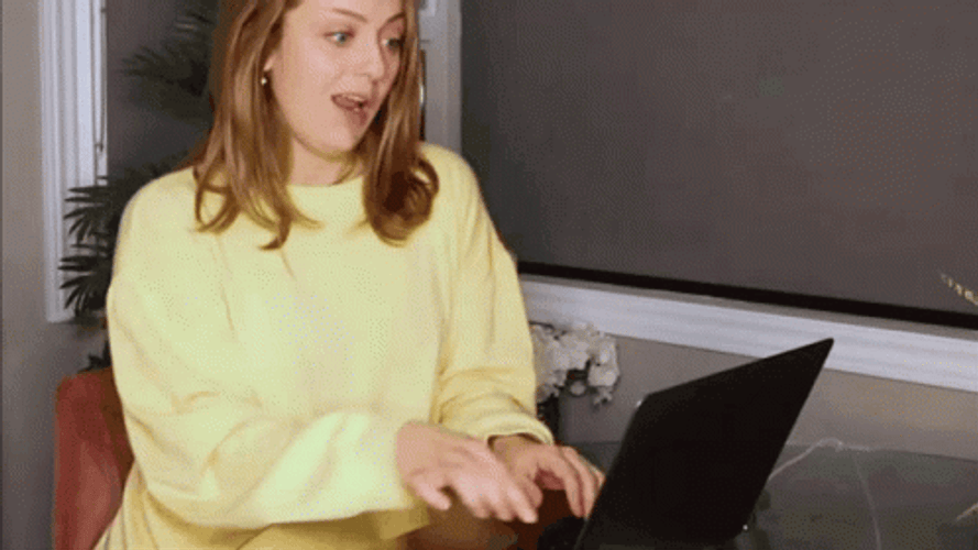 Hilarious Lady Typing Fast GIF