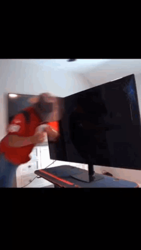 Hilarious Man Jumping Into Tv GIF