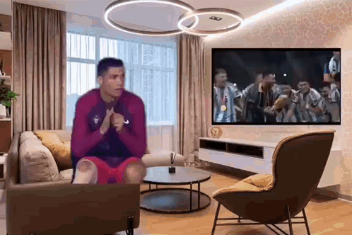 Hilarious Messi Watching Tv Game GIF