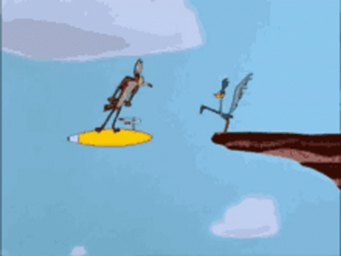 Hilarious Roadrunner Teasing Coyote Cliff GIF