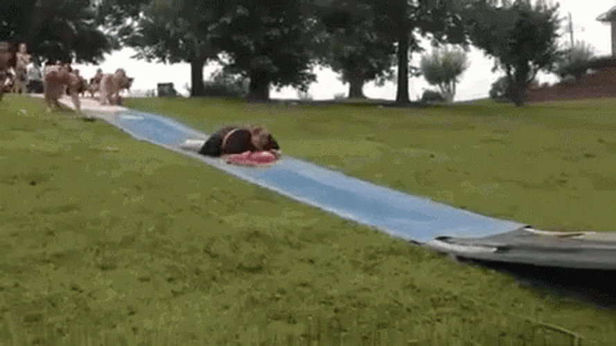 Hilarious Water Slide Crash And Burn GIF