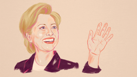 Hillary Clinton Art Waving And Blinking GIF