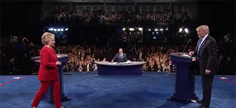 Hillary Clinton Hand Shake With Donald Trump GIF