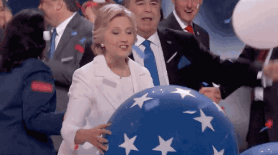 Hillary Clinton Throwing Balloon GIF