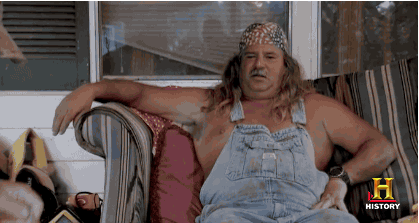 Hillbilly Bruce Mitchel In Overalls GIF