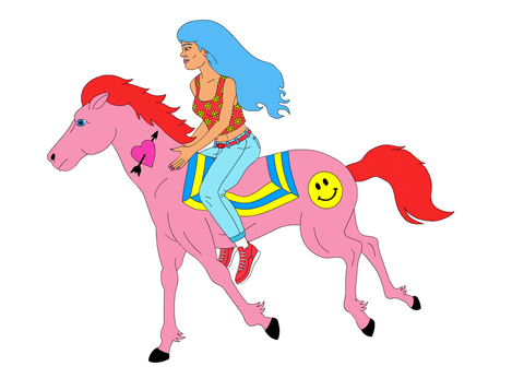 Hippie Riding Hippie Horse GIF