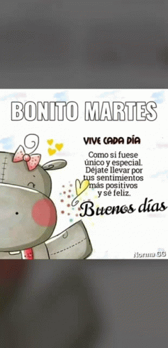 Hippo Saying Bonito Martes Vive Cada Dia
