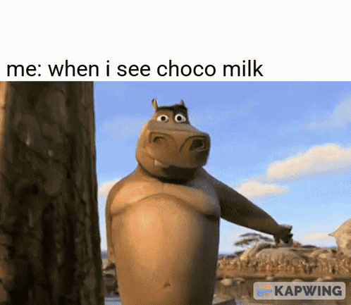 Hippopotamus Next To Tree Me When I See Choco Milk GIF