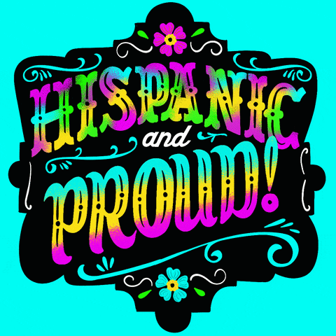 Hispanic and Proud Sign Blue Background