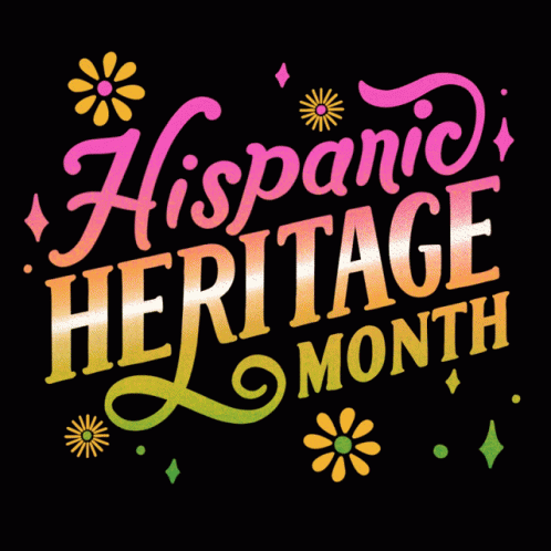 Hispanic Heritage Month Poster With Flowers and Stars