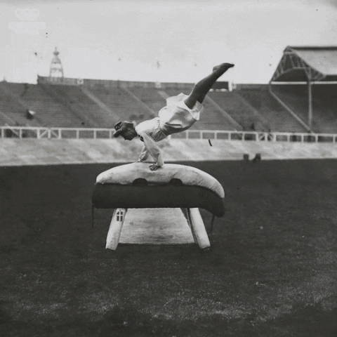 History Woman Pommel Horse Stock GIF
