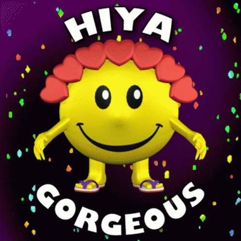 Hiya Gorgeous With A Smiley Face And Hearts On It GIF