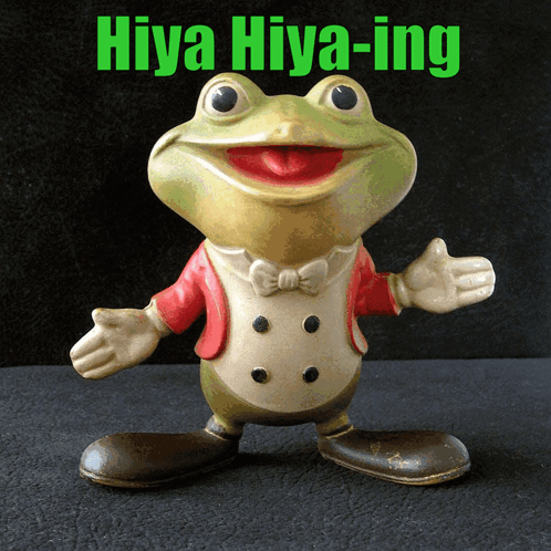 Hiya Hiya-Ing Is Written Above A Frog GIF
