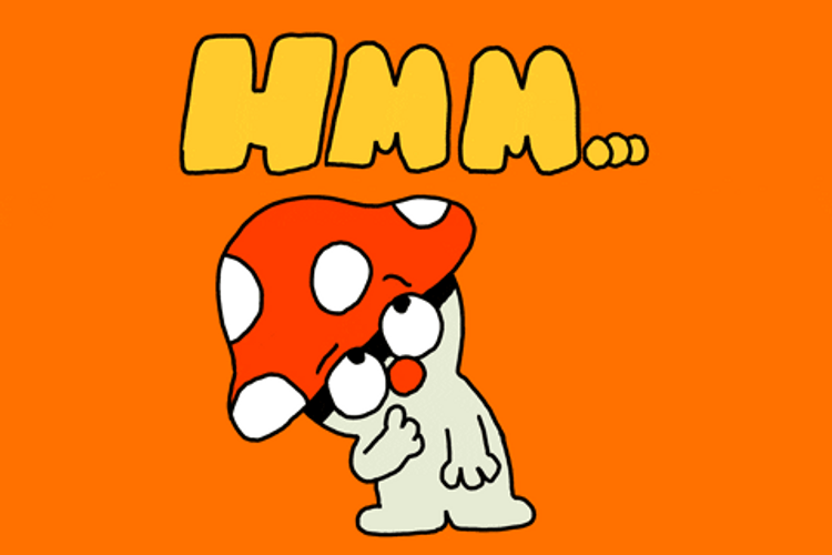 Hmm Cartoon Mushroom Thinking GIF 