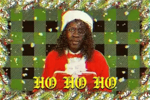 Ho Ho Ho Merry Christmas Black Santa GIF