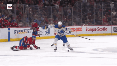Hockey Game In Front Of Banque Scotia Banner GIF