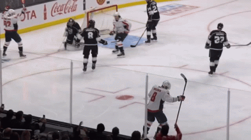 Hockey Game in Front of Coca Cola Advertisements