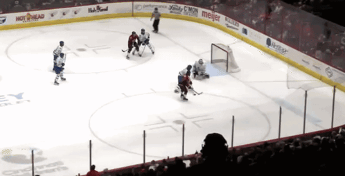 Hockey Game in Stadium With Hot Head and Meijer Ads