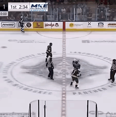 Hockey Game in Stadium with Wendy's Ad