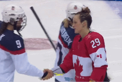 Hockey Player 29 Shaking Hands with Another